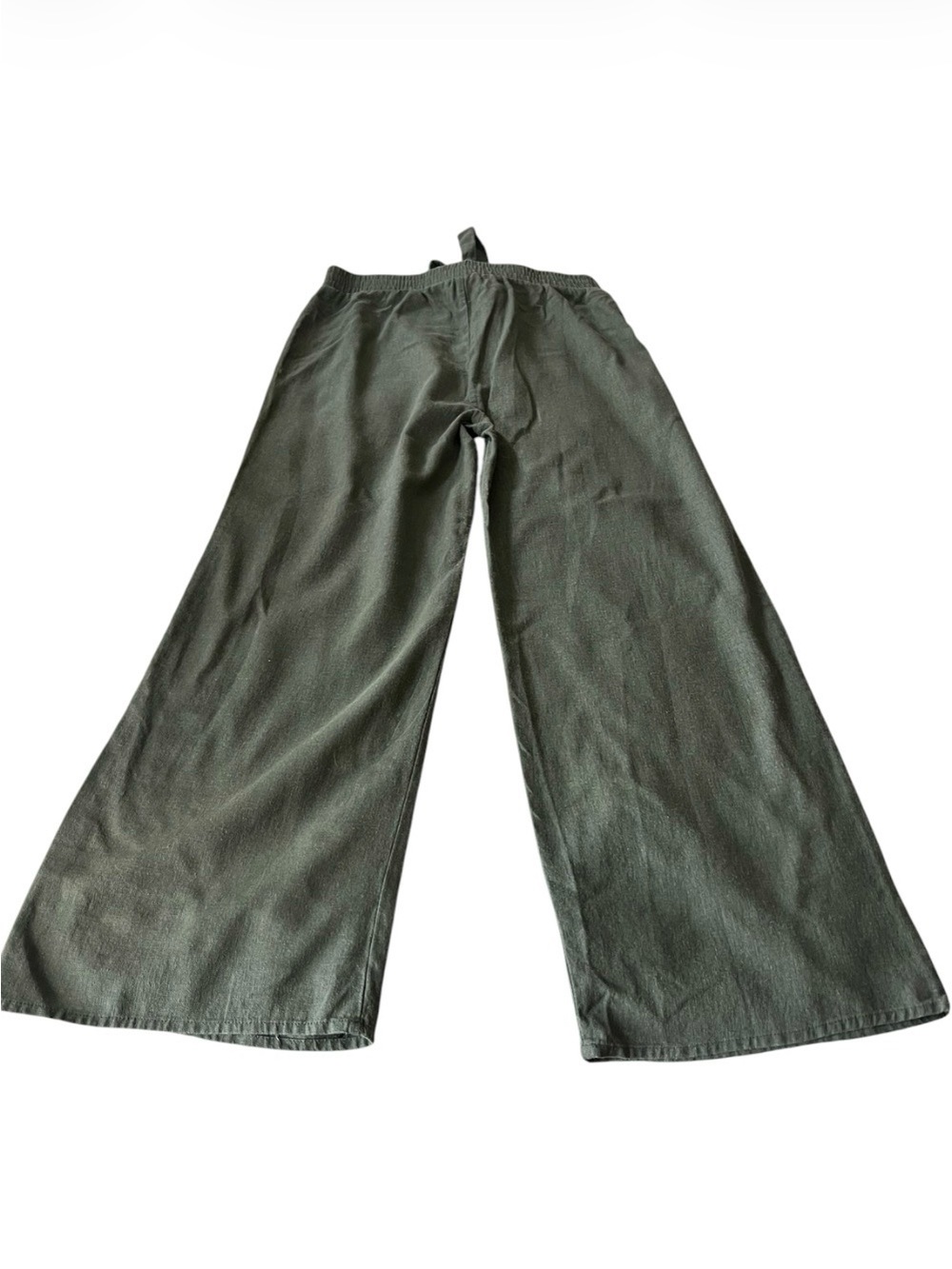 Olive Linen Wide Leg High Waisted Pants Medium